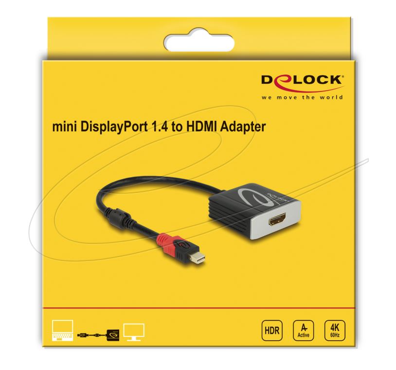 Delock 65302 | Delock Active mini DisplayPort 1.4 to HDMI Adapter 4K 60 Hz (HDR)