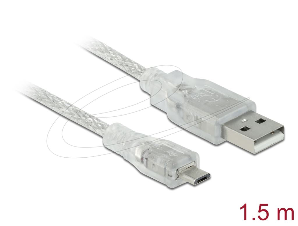 Delock 83899 | USB 2.0 Type-A male > USB 2.0 Micro-B male 1.5m transparent