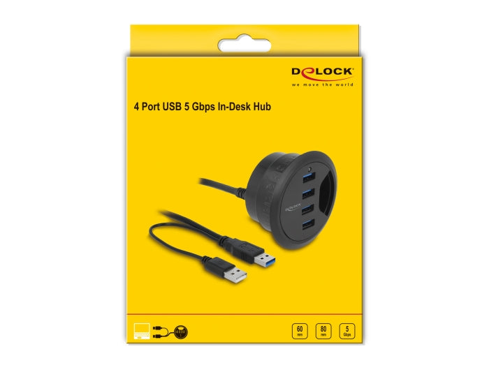 Delock 62868 | In-Desk Hub 4 Port USB 5 Gbps