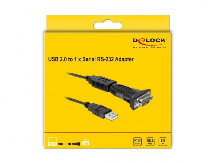 Delock 61460 | Adapter USB 2.0 Type-A to 1 x Serial RS-232 DB9