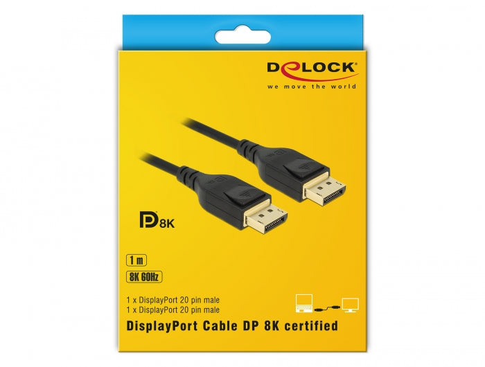 Delock 85658 | DisplayPort cable 8K 60 Hz 8K certified 1m