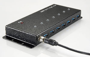 7 Port USB 2.0 Metal Industrial External Hub with 3.5A PS 