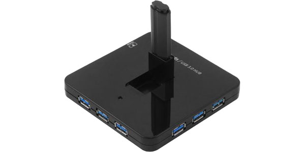 10 Port SuperSpeed USB 3.0 Hub with Charging Port and 4A PS Black