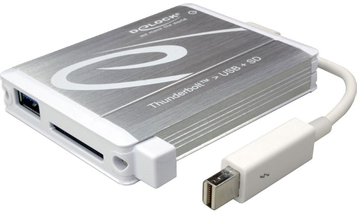 Delock Thunderbolt to SuperSpeed USB Type-A (F) Adapter plus UHS-II SD Card Reader, DISCONTINUED